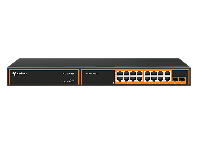 poe-коммутатор Optimus U1I-16G2b.2S