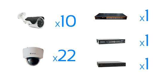 комплект видеонаблюдения Optimus Для отеля на 32 камеры Optimus
