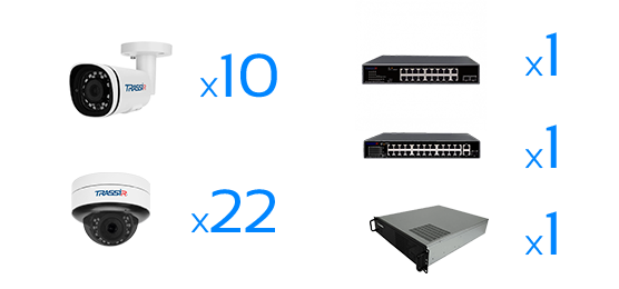 комплект видеонаблюдения TRASSIR Для отеля на 32 камеры Trassir