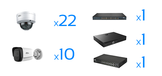 комплект видеонаблюдения RVi Для отеля на 32 камеры RVi